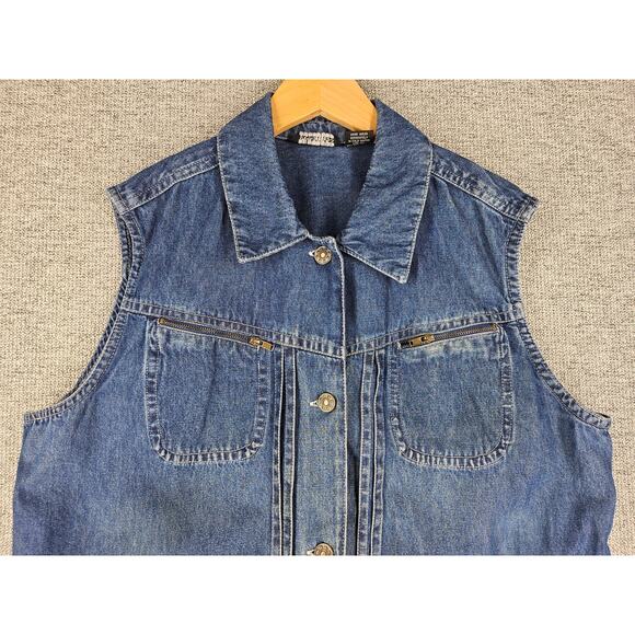 ROSETTES WOMENS BLUE DENIM SLEEVELESS VEST S/M VINTAGE COTTON - Picture 3 of 7